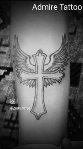 Beautiful Cross Tattoo with Angel Wings 😍✝️