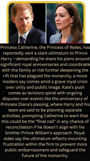 Princess Kate Issues Ultimatum to Prince Harry as Royal Family Faces Major Crisis
