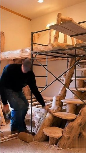 Rustic Bunk Bed Goals: Nature-Inspired Design! ✨ | Elegant Dream Villa #shortsfeed