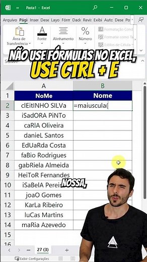 USE ISSO: O Segredo para Agilizar Tarefas com CTRL+E no Excel! CONFIRA AGORA! #excel #dicas