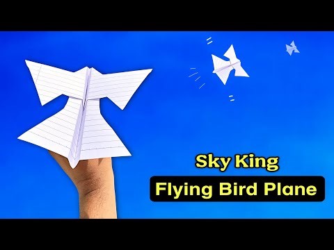 make new flying bird plane (sky king), how to make notebook flying bird, best paper plane making