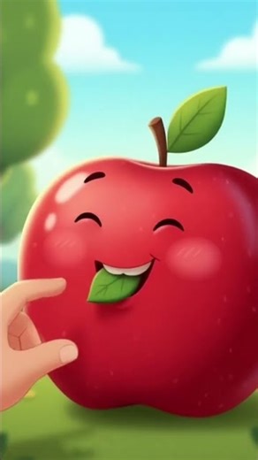 Cute Smiling Apple Cartoon Illustration in a Sunny Orchard