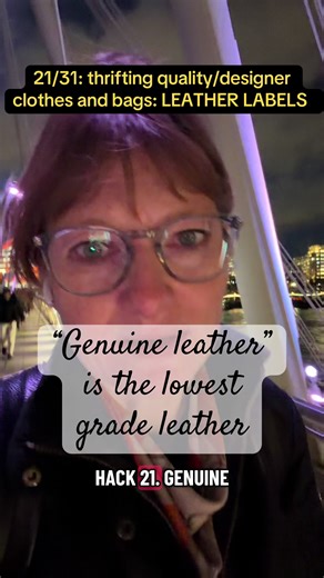 Tip 21/31: thrifting high quality and designer clothes and bags in charity shops. Leather labels can be very misleading. I’m using them as an example of “what they seem to tell you might not be what they are actually telling you” in the fashion world. Also I popped into a charity shop on the way (I was visiting a friend before getting on the train home) and I found a £350 Ganni jumper for £12.50… who keeps telling me you can never find a bargain in a London charity shop??!! #fashiontiktok #desig