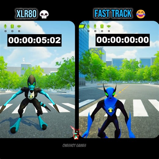 XLR8 💀 VS FAST TRACK 😂 | Ben 10 Speed comparison #oneshotgames #ben10 #Galvan #gameplay #gamingreels | Oneshot Games