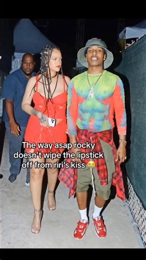 The way ASAP Rocky doesn't wipe the lipstick off from Rihanna's kiss 😭