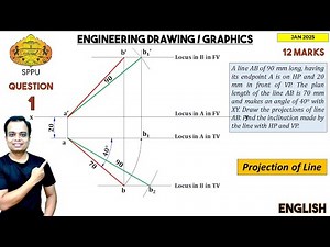 SPPU | Pune University | Jan 2025 | Engineering Graphics | PYQ | Q1 | Projection of Line