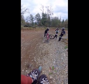 Biker crashes while trying a new drop in Machynlleth, Wales, United Kingdom