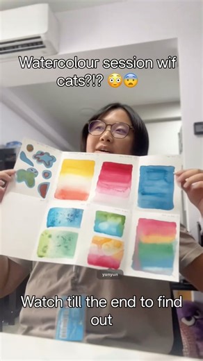 watercolor with cats?!?!!!! #shorts #viralshort #watercolor #art