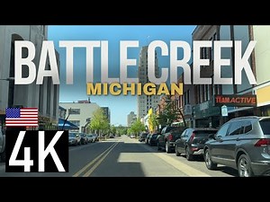 Road Tour of the Downtown Battle Creek, Michigan Area in 4K - Kellogg’s HQ - Battle Creek MI