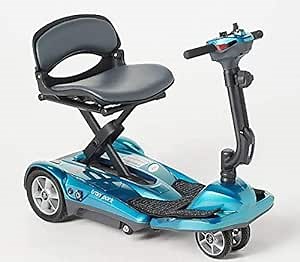 EV Rider Award Winning Transport AF+ Auto Folding Scooter - Newly Updated w/4 Wheels, Remote and 11.5 Battery - Ultralight Compact Long Range - Blue