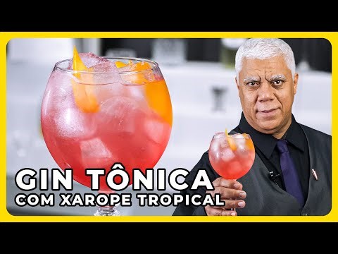 Gin Tônica com Xarope Tropical | Drink cor uma cor bonita, saboroso e refrescante | BARTENDER STORE