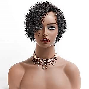 Bejoy Hair Short Cut Wig Deep Curly Human Hair Wigs 4Ã—4 Lace Closure Wigs for Black Women Short Curly Wig Pixie Wigs Curly Bob Wig Natural Color #01 (8 inch, #BW01)