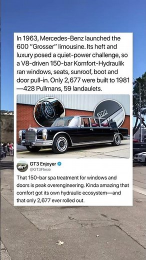 In 1963, Mercedes-Benz launched the 600 “Grosser” limousine.