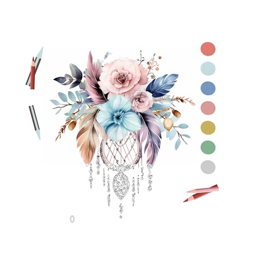 Floral Dreamcatcher Color by Number, Adult Procreate Paint by Number (digital Download) 1175 - Etsy