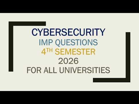 Cybersecurity 4th sem 2026 imp questions with answers for all universities