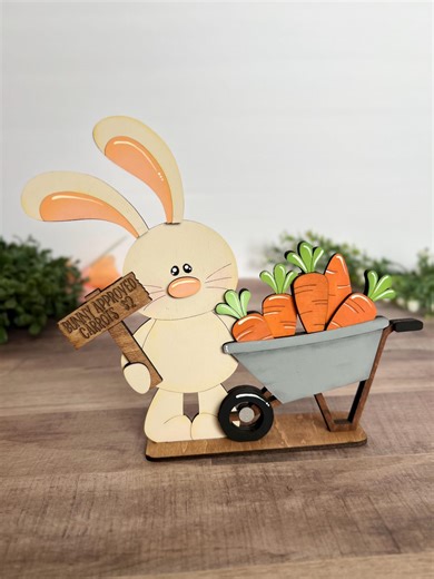 Easter Bunny Shelf Sitter, Hand Painted Wood Bunny Decor, Farmhouse Easter Tiered Tray Decor, Spring Bunny Shelf Decor - Etsy