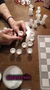 Watch me make a custom themed chess set! 🧡🤍😍😍 | Sara's Resin
