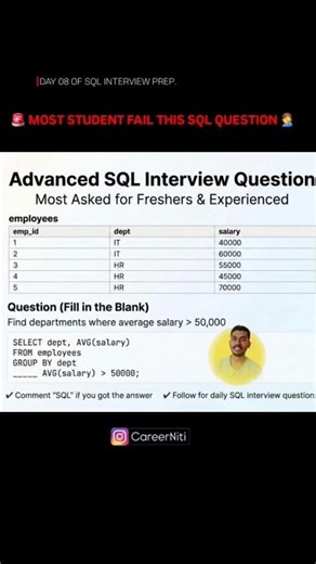 Advanced SQL Interview Question 😱 |HAVING vs WHERE |