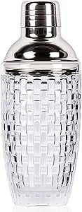 Cocktail Shaker - 13oz Glass Martini Shaker, Clear Mixer Drink Shakers for Bars & Whiskey Cocktails - (Silver)