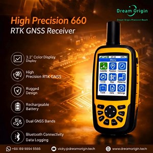 🚀 High Precision 660 – RTK GNSS Receiver Accuracy you can trust. Performance you can rely on. Upgrade your surveying, mapping, and precision agriculture work with the High Precision 660 RTK GNSS Receiver from Dream Origin. ✅ 3.2” Color Display – Clear, easy-to-read interface ✅ High Precision RTK GNSS – Centimeter-level accuracy ✅ Rugged Design – Built for tough field conditions ✅ Rechargeable Battery – Work longer without interruptions ✅ Dual GNSS Bands – Faster and more stable positioning ✅ Bl