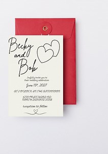 Minimalist Two Hearts Wedding Invitation: Modern Announcement Card (digital Download 5x7in - Etsy