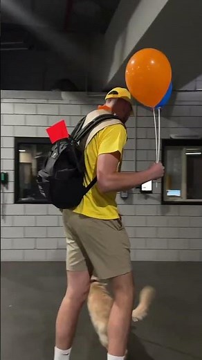 Donovan Clingan and his dog Ollie dressed up as Russell & Dug from Disney's "Up"