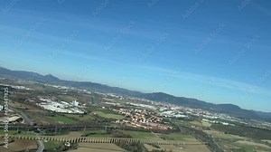 Pamplona, Spain, a real time approach to the runway as seen by the pilot’s. An unique perspective. Sunny and bright morning.
