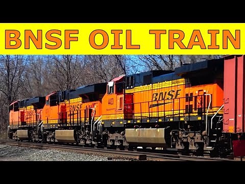 3 Engines on Long BNSF Oil Tanker Train