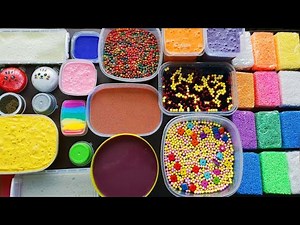 Crunchy slime smoothie - Mixing Old Slime and More Stuff & Foam Bricks