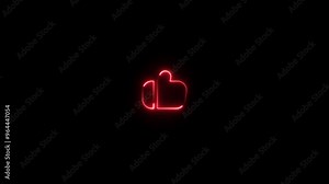 Neon glowing thumb up like symbol, animated like button on black background. Like button animation Stock Video