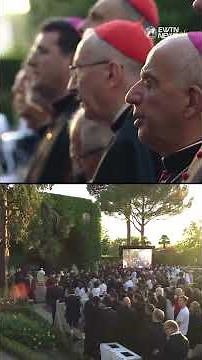 Pope Leo XIV prays the Rosary for peace at the Grotto of Lourdes
