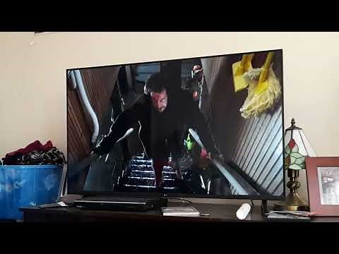 Home Alone 1990 Film Marv steps on a nail with Tar painted on the stairs