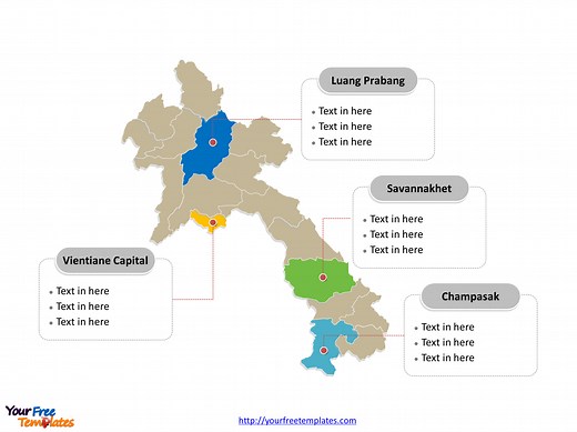 Laos Map with 17 Provinces - Free PowerPoint Template