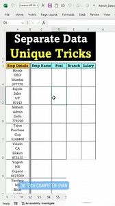 85K views · 1K reactions | Unique Tricks Separate Data,Separate Data in Excel #DataSeparateinExcel #ExcelHacks #shorts #msexeltutorial #exeltipsandtricks #trendingreelsvideo #msexcelfullcourse #exeltutorial #mswordtipsandtricks #filterformulainexcel #shortsreels #serialnoseries #exceltips #exceltipsandtricks #exceltipstricks #msexceltricks #msexceltips #msexcelformulas #msexceltraining #msexcelshortcutkeys #msexceltutorials #dktechcomputergyan | DK TECH Computer GYAN | Facebook