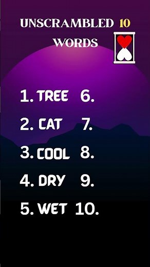 10 Words, 1 Challenge: Can You Unscramble Them All? UNSCRAMBLE 10 WORDS |