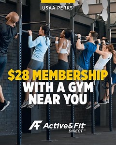 USAA members get fit for less. Enjoy a $28 standard gym membership and access to 11,900 locations with Active&Fit Direct. | USAA