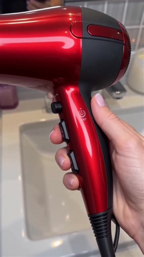 Professional red hair dryer with diffuser and concentrator nozzle, designed for smooth styling and curly hair definition, ideal for salon-worthy results at home.💨💇‍♀️#tiktokshop