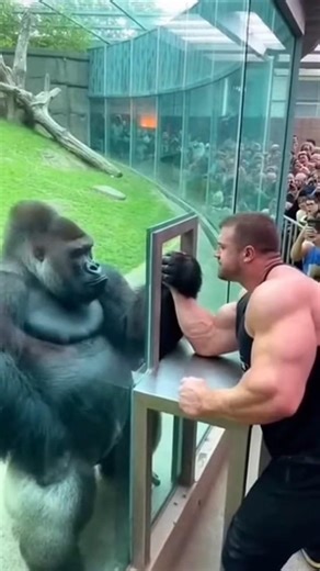 Epic Strength Battle: Gorilla Takes on Bodybuilder🥰#shorts