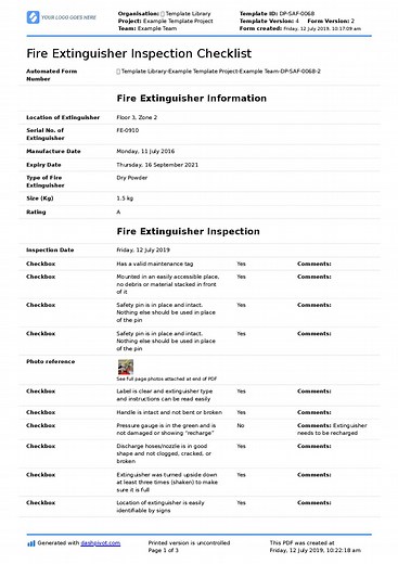 Fire Extinguisher Inspection Checklist: Better than PDF/Word/Excel
