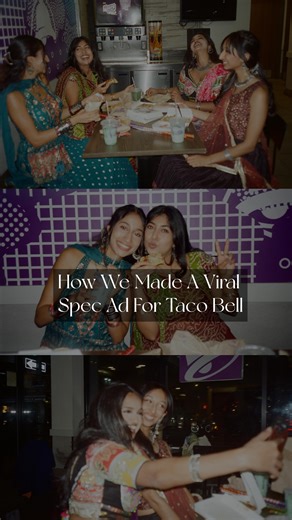 TEJ PATEL on Instagram: "Thanks for all the love on our Taco Bell spec ad. We can’t wait to share even more very soon! Disclaimer: this is a spec project for portfolio use. Not officially affiliated or endorsed by Taco Bell. Directed by: @tejxpatel DP: @madlight.productions / @gokulmadathil_ Cast: @aneesha.nema @bhumikaj @manyaownbusiness @suhana_jag Production Coordinator: @ankinayak_ Stylist: @shayanadaf Production Assistant: @museprerna Colorist: @rajidselim Instrumental of this video: “Chasm