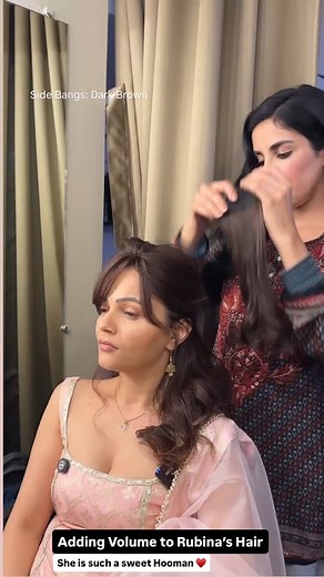 Side Bangs comes as a single piece, it is a multi purpose product and gives you volume where ever you place it. Two together are used for giving the best result. To know more DM us Featuring Beautiful person inside and out @rubinadilaik ♥️ #nishhair #hairextensionsindia #clipinhair #rubinadilaik | NishHair