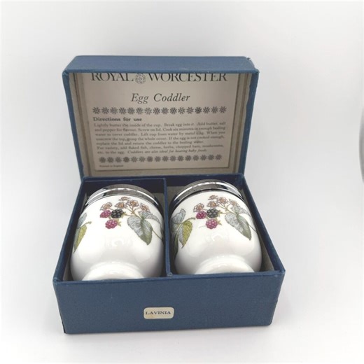 Royal Worcester Lavinia Egg Coddlers Set Porcelain England Berry Floral Pair - Etsy