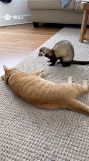 Mean Ferret VS Cat In Epic Showdown #hilarious #pets #cats #ferret | Asylum Channel 13