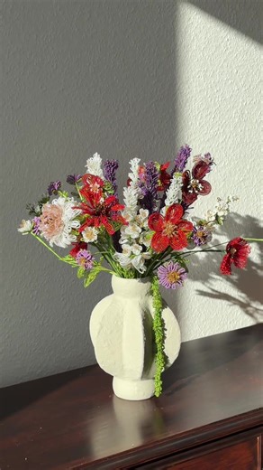 Stunning White, Purple, and Red Bouquet Arrangement
