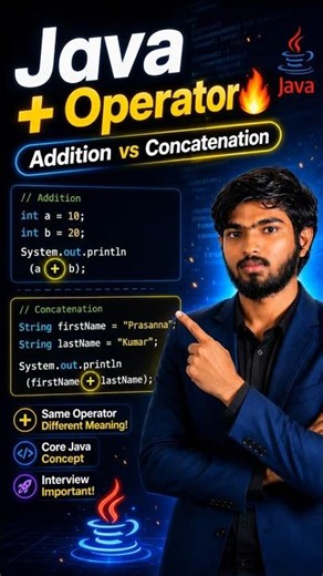Java + Operator Explained 🔥 | Addition vs String Concatenation in Java | Core Java