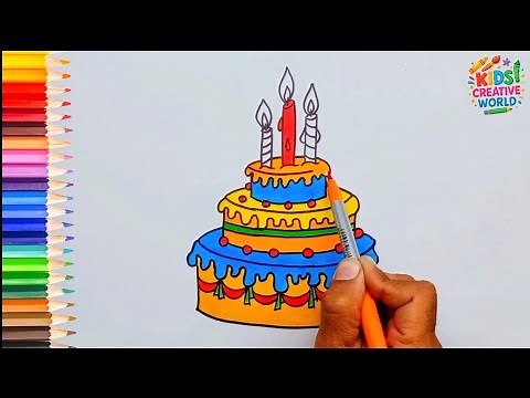 Easy Birthday Cake Drawing for Kids | Simple Cake Drawing Step by Step