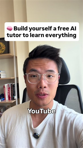 Comment “Prompts” and I’ll send you all my best prompts to use with AI. You can turn any YouTube video into your own personal AI tutor in 1 minute. How it works (two free tools, both from Google): 1. Drop the YouTube link into NotebookLM as a source 2. Open Gemini, add your notebook as context, click Canvas 3. Prompt: “Develop an app from the attached notebook that teaches me this topic, lets me ask questions, and quizzes me at the end.” #aitips #aiforbeginners #notebooklm #gemini #aitools