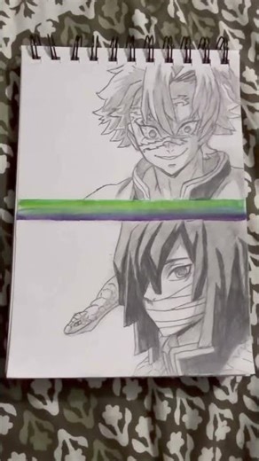 Drawing obanai and Sanemi #art #anime #animeart #kny #demonslayer #rasengan_artzz