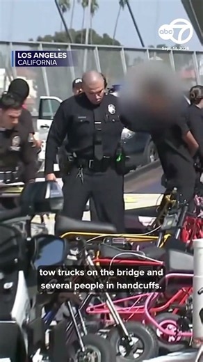LAPD busts minibike street takeover on 6th Street Bridge