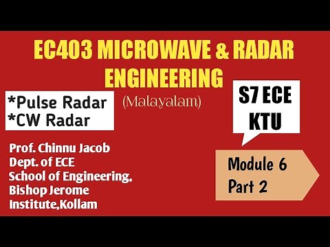 MODULE 6|PART 2|EC403|MICROWAVE & RADAR ENGINEERING||PULSE RADAR and Continuous Wave(CW) RADAR||KTU